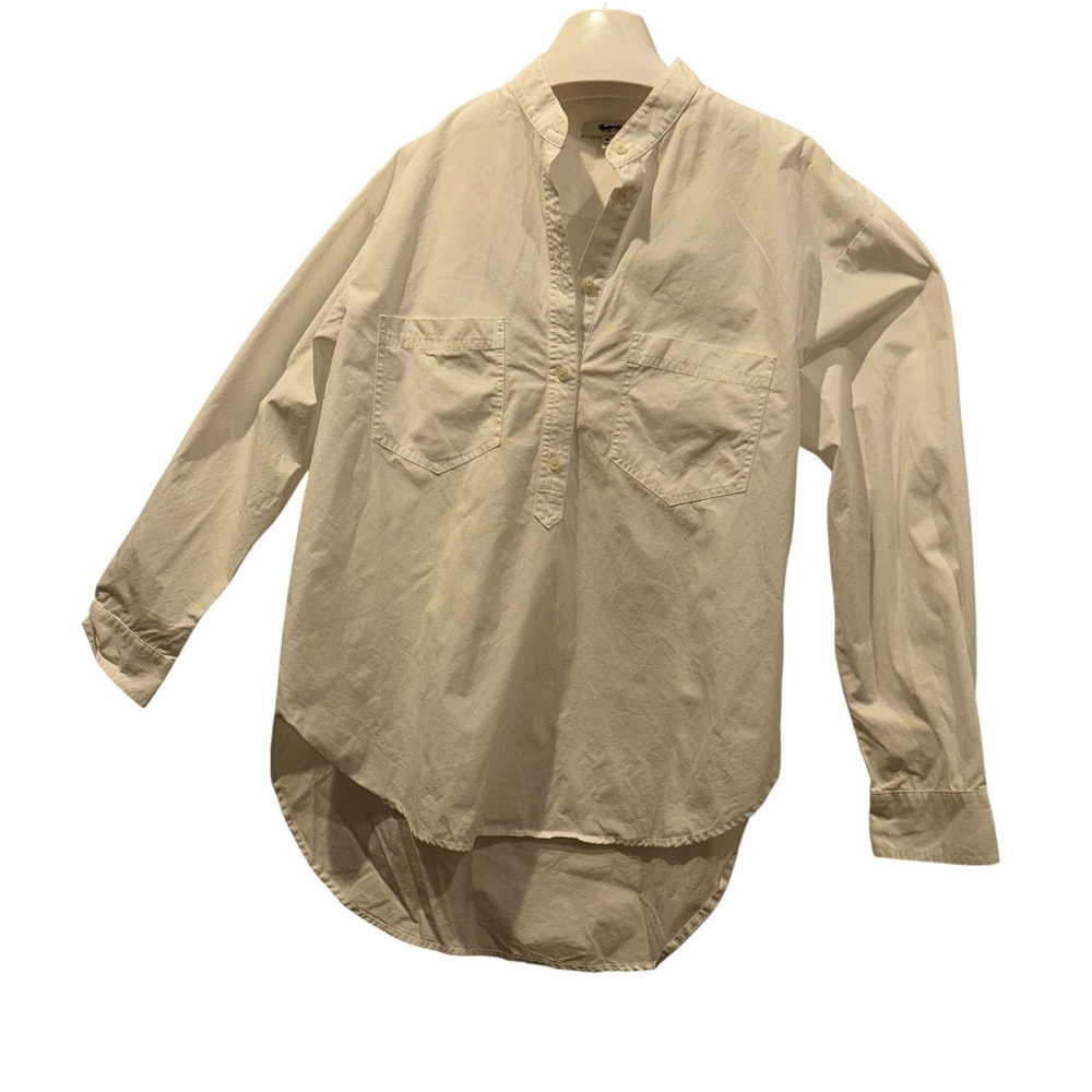 made well crisp white cotton pop over tunic collared shirt M